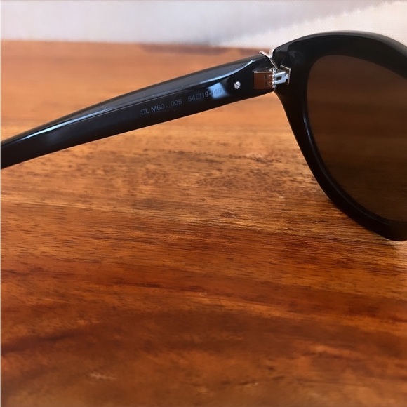 Saint Laurent Black Acetate Silver YSL Logo Oval Sunglasses SLM60 005 54 - Picture 14 of 16